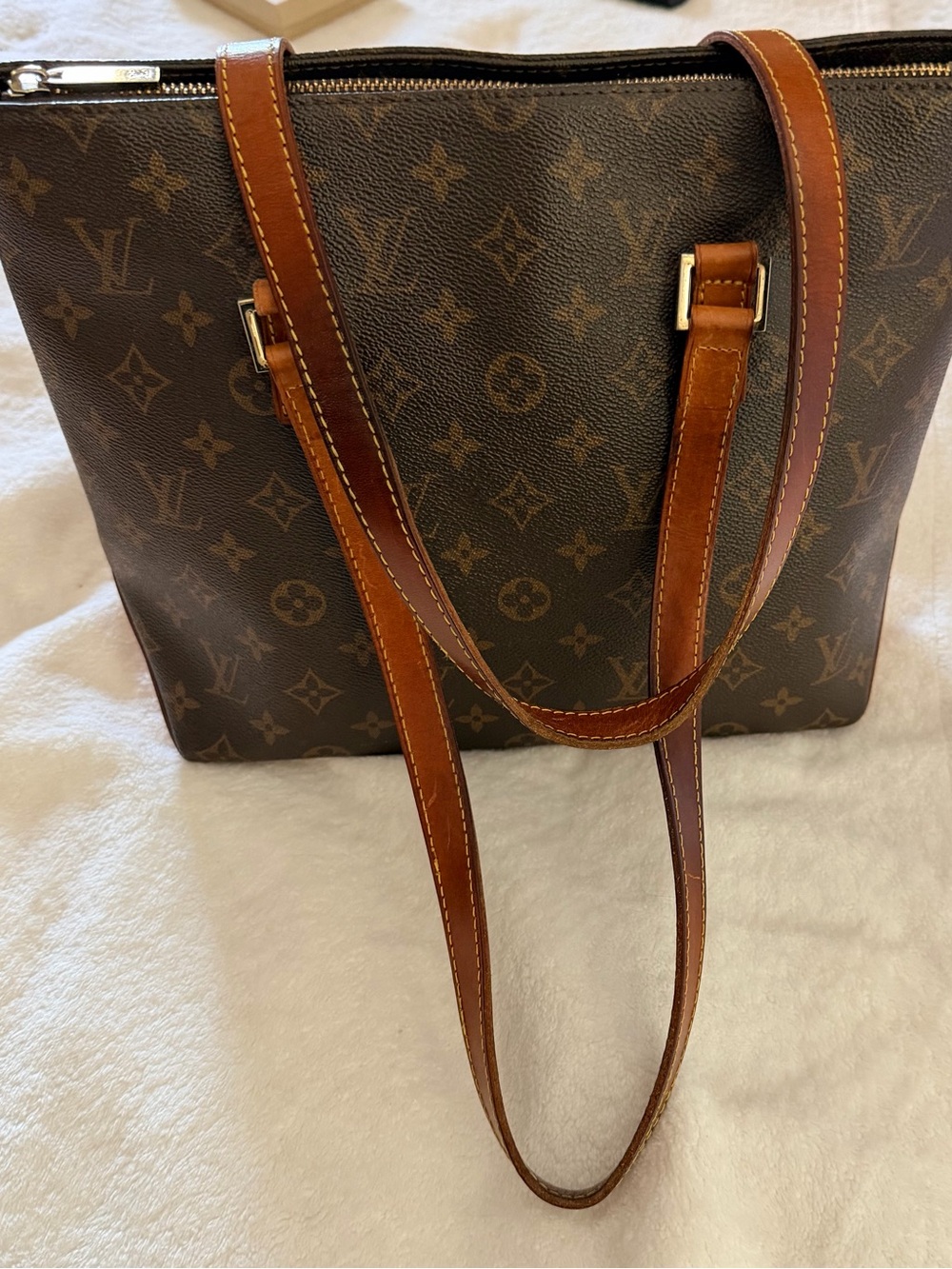 Louis Vuitton Monogram Canvas Shoulder Tote in Brown & Tan Leather - Picture 5 of 8